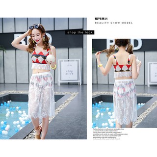 Có sẵn set đồ bơi bikini nữ 3 mảnh phối ren