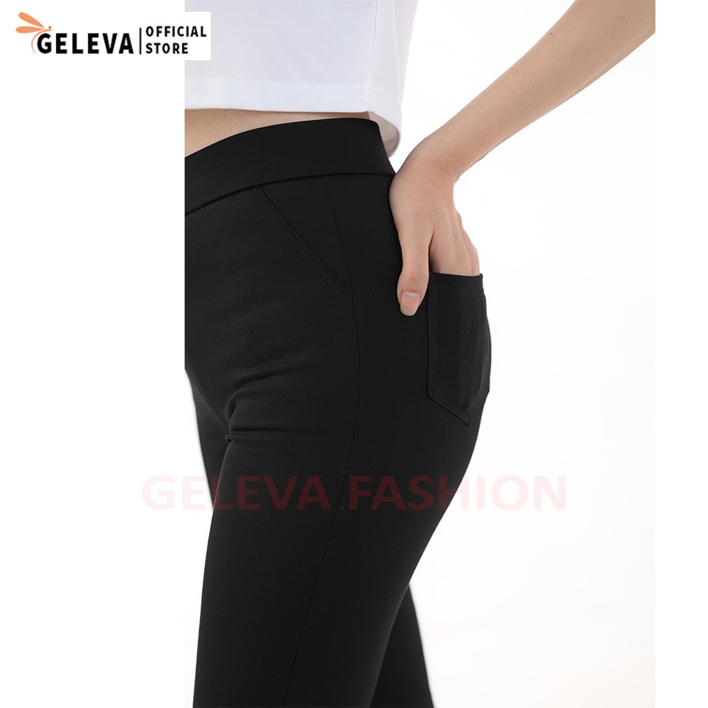 Quần legging lửng ngố nữ vải Umi Hàn Cao cấp dày dặn co dãn Geleva LEG427