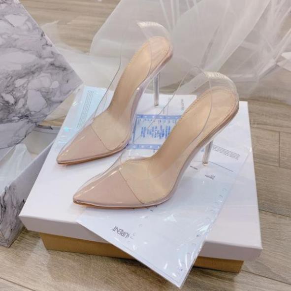 (Có sẵnH) Giày cao gót mica êm chân gót 10p fullbox