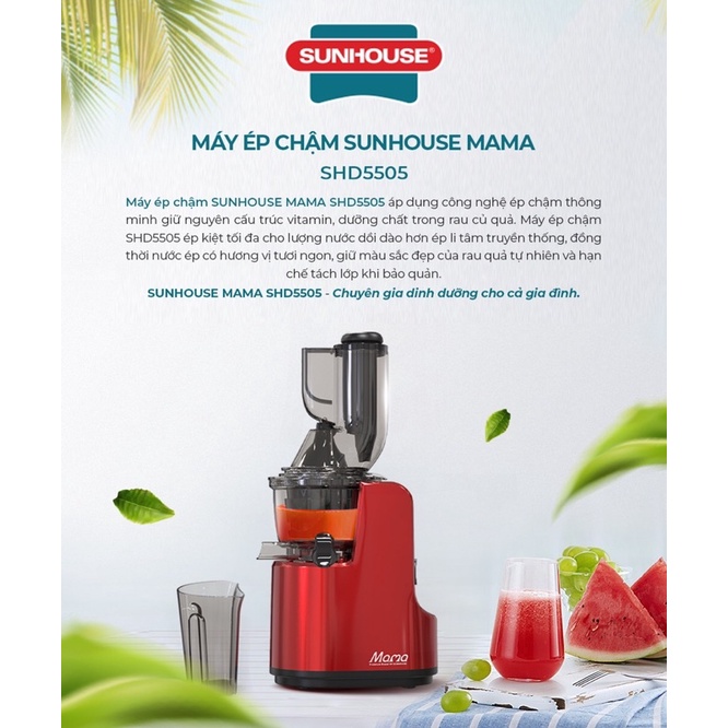 Máy ép chậm SUNHOUSE MAMA SHD5505 công suất 240W - Bảo Hành 24 tháng