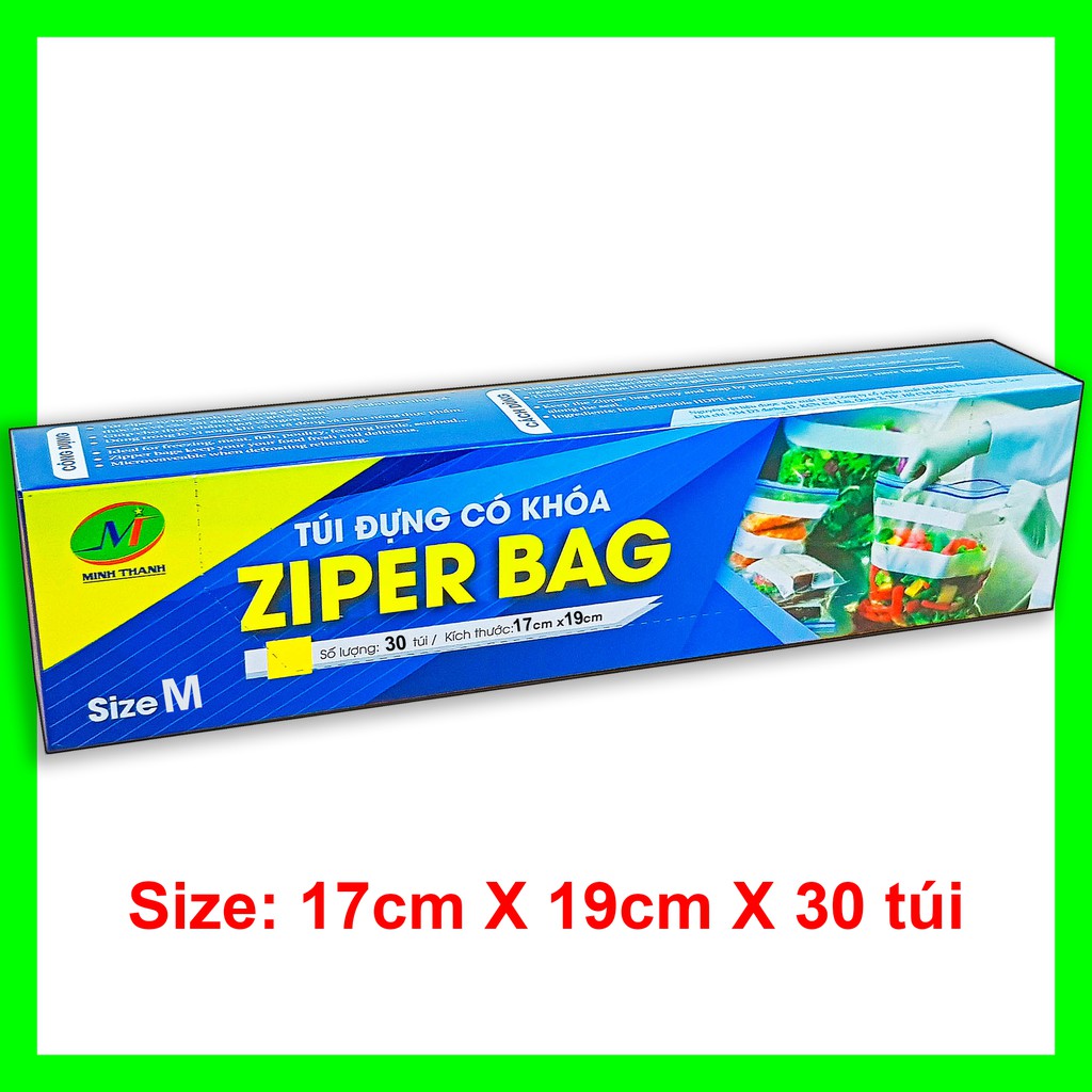Túi nhựa có khóa Zipper Size M 17cm x 19cm x 30 túi (tui zip)