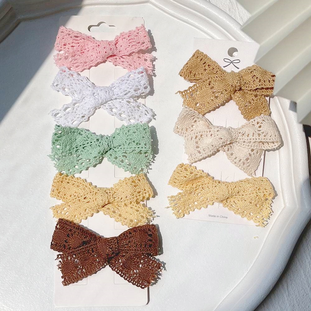 RainBow Bows Set 2 Kẹp Nơ Ren Dễ Thương Cho Bé