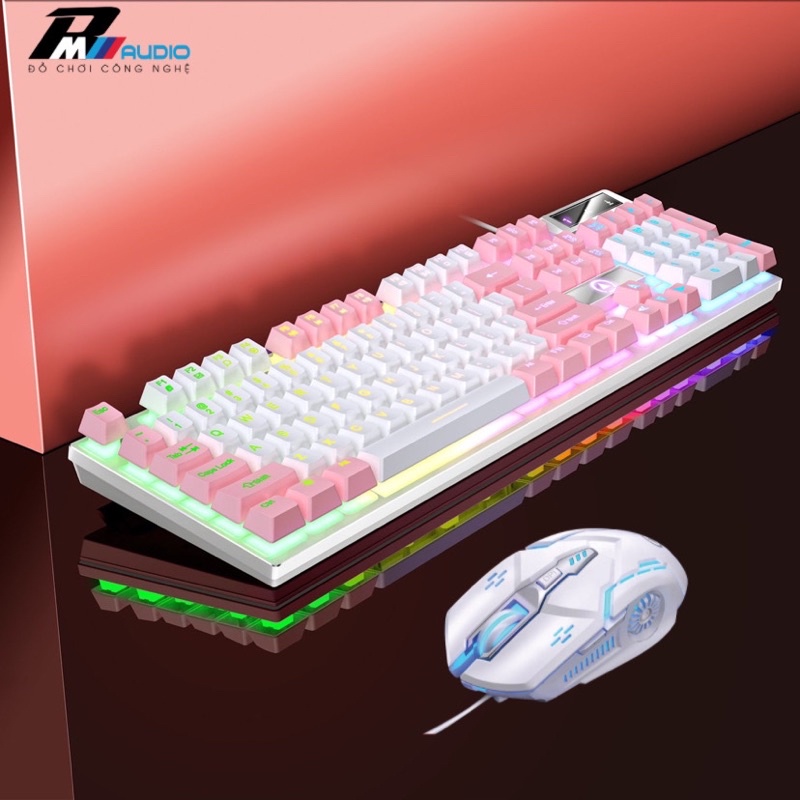 COMBO BÀN PHÍM K500 GIẢ CƠ LED XUYÊN CHỮ VÀ CHUỘT G5 LED RGB SIÊU GIÁ RẺ CHẤT LƯỢNG, BẢO HÀNH 6 THÁNG -BMVAUDIO