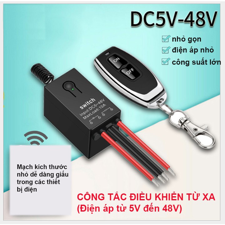 Mạch điều khiển từ xa 5V 6V 12V 24V 36V 48V dùng điện 1 chiều DC