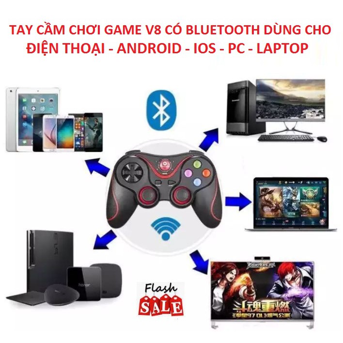 Tay Cầm Chơi Game, V8 Bluetooth Cho Các Loại Điện Thoại - Android - IOS - PC - Laptop 2020