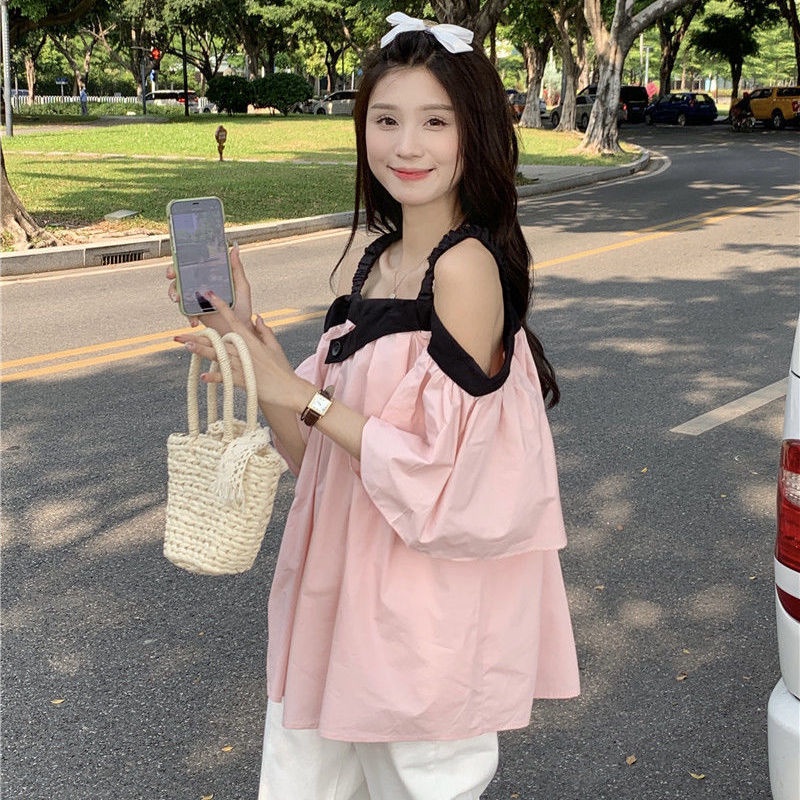 Áo Kiểu Trễ Vai Màu Trơn Phong Cách Hàn Quốc Thời Trang Mùa Hè Mới 2022