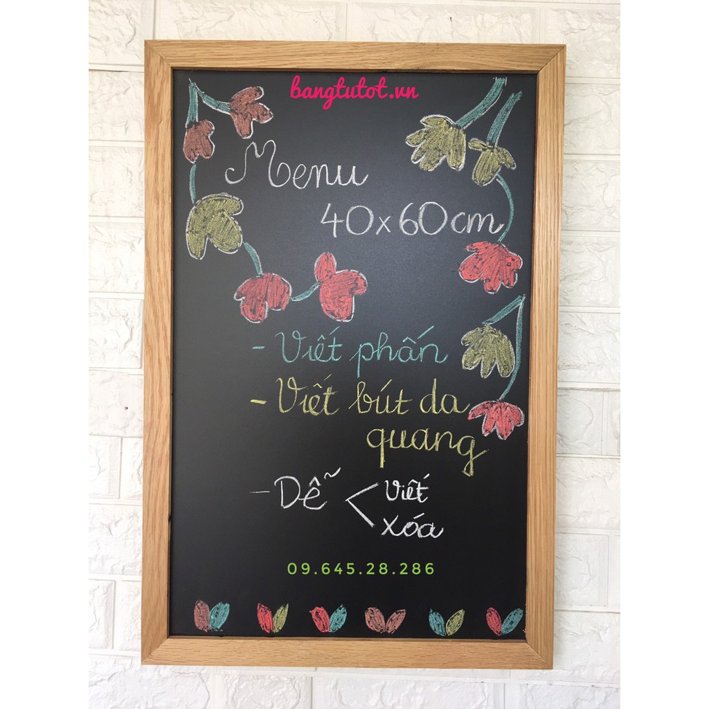 Bảng menu đen viết phấn, viết bút dạ quang Kèm quà tặng