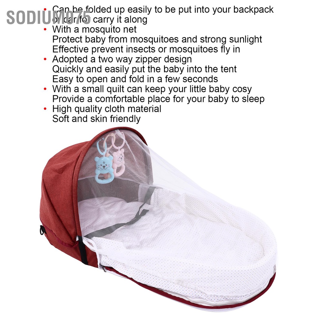 Có thể bán buôn Giường cũi trẻ em có thể gập lại Vải mềm Chống muỗi Di động Trẻ sơ sinh đi du lịch ngủ chăn Sodium075 Hàng giao ngay