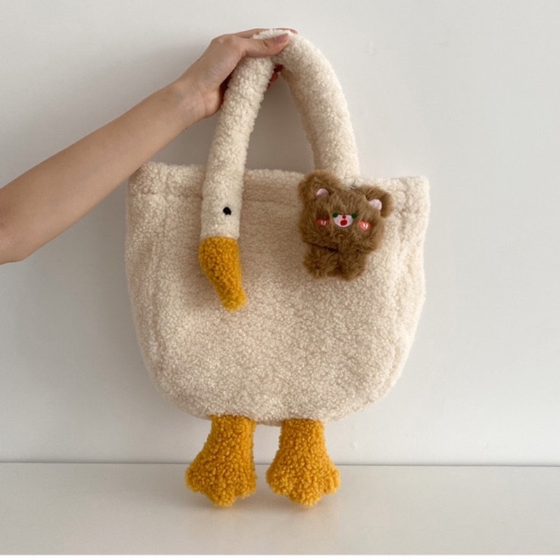 Túi tote quai xách lông dáng hình con vịt siêu xinh xắn ♥️