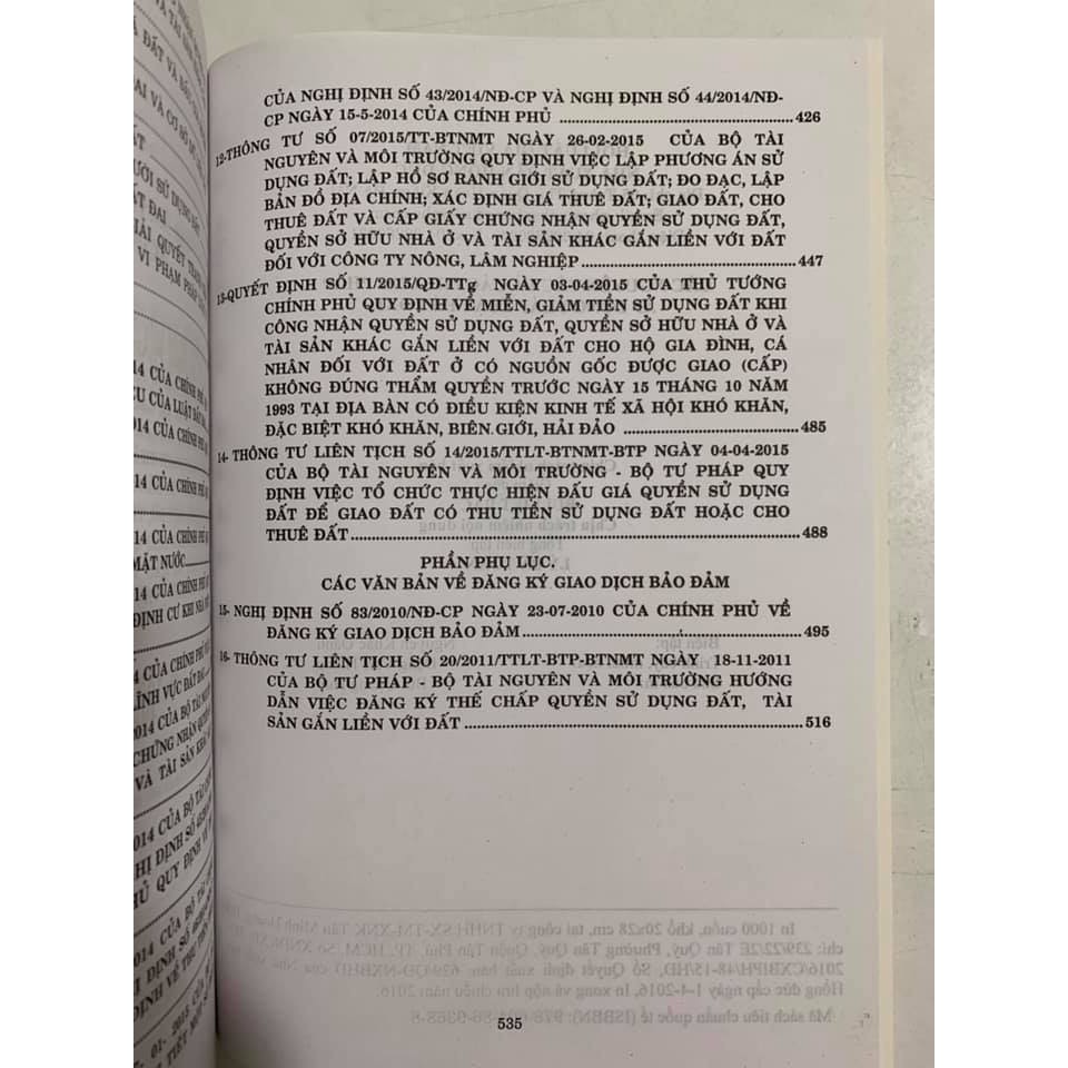 Sách - Các nguyên tắc và các phương pháp áp dụng luật đất đai 2016