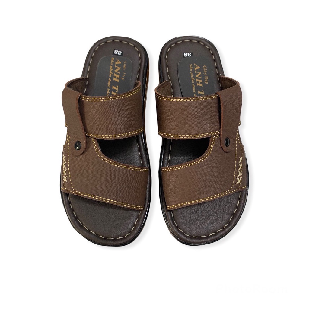 Dép nam quai ngang khâu viền chắc chắn hàng tận xưởng màu nâu đen/đen/nâu đỏ ms 048