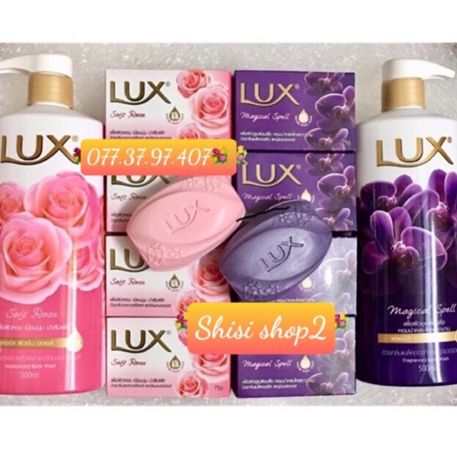 💐Combo 1 Chai Sữa Tắm Lux 500ml và 1 lốc 4 hộp xà bông cục Lux Thái lan