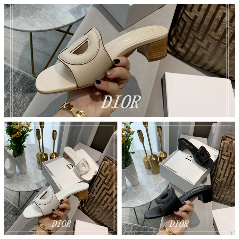 Giày Cao Gót DIOR 5cm Chất Liệu Da Bò In Chữ Thoải Mái Thời Trang Cho Nữ Size 34-42