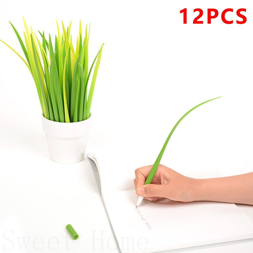 12 Bút Bi Mực Đen Hình Cỏ Bốn Lá