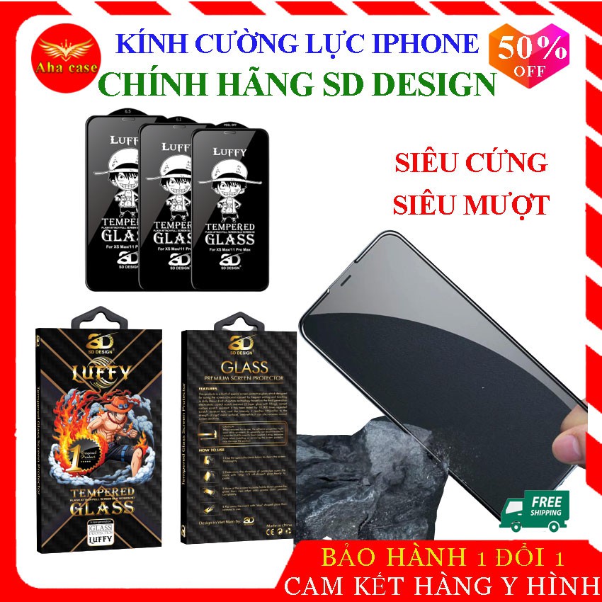 [Kính Cao Cấp] Kính Cường Lực Iphone SD DESIGN Full Màn Ip 6/6s/6plus/7/7plus/8/8plus/X/Xr /Xs Max/ 11/11 pro Max đẹp