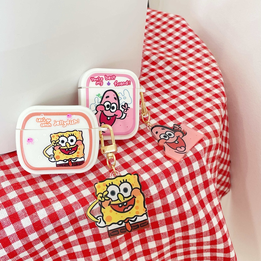 Vỏ Bảo Vệ Hộp Sạc Tai Nghe Airpods 3 Pro 2 Họa Tiết SpongeBob Phong Cách Mới 2021 Ốp