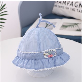 MU26: Mũ cho bé gái (Kẻ ngang - cherry)
