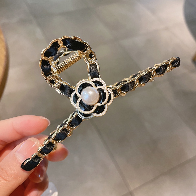 Kẹp Tóc Da Đính Hoa Trà Thời Trang Cho Nữ