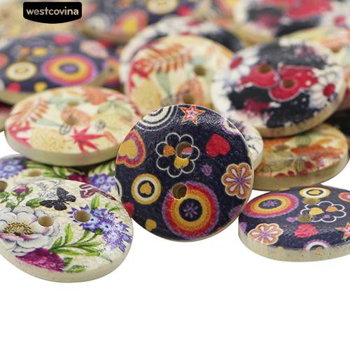 Set 50 Nút Gỗ 2 Lỗ Hình Hoa / Lá Chuyên Dụng Cho Thợ May Vá