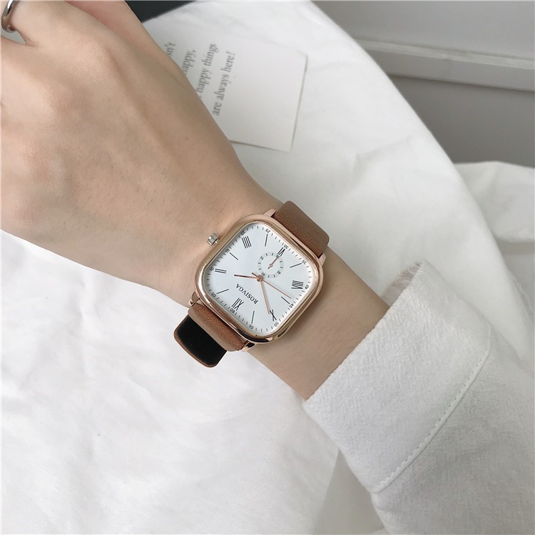 Đồng hồ nữ Rosivga dây da mặt số La Mã kim loại hiện đại trẻ trung | BigBuy360 - bigbuy360.vn