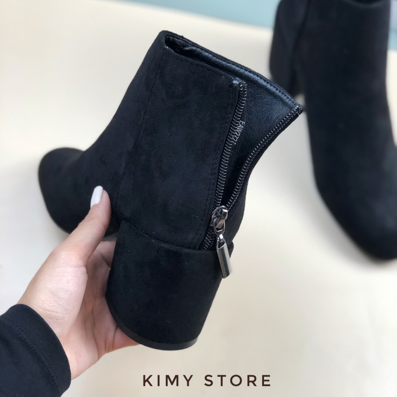 Boot nữ cổ ngắn da lộn mũi tròn- Boots nữ Starkela xuất Âu - Kimy Store