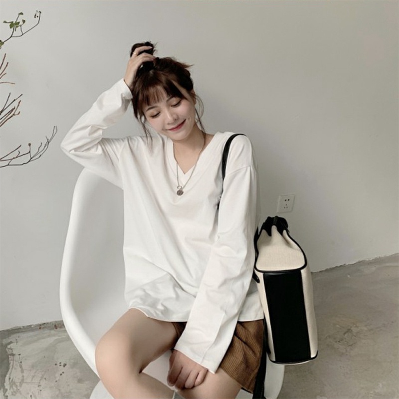 Áo thun tay dài cổ tròn thiết kế độc đáo cho nữ