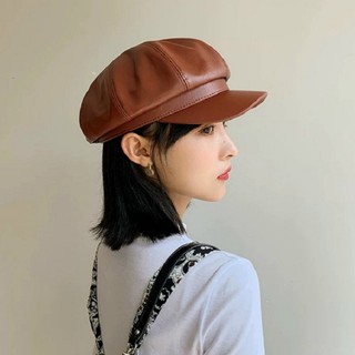 [ MÀU BE] Mũ Beret Da PU phong cách Retro