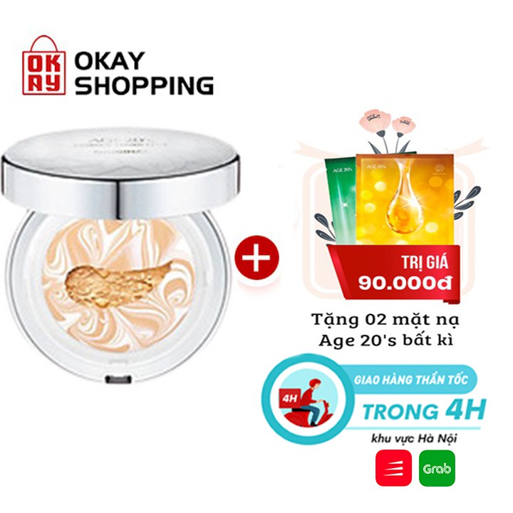 Phấn nền lạnh AGE 20's Essence Cover Pact Original Diamond Edition màu trắng tone 23