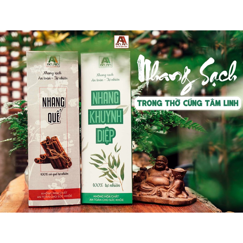 Nhang sạch không hóa chất độc hại, hương quế và hương khuynh diệp, thành phần thảo mộc 100% từ thiên nhiên. Nhang An An.