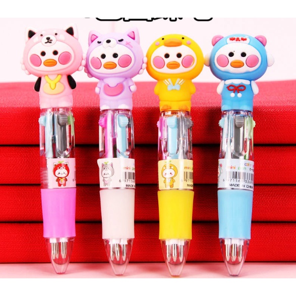 Bút bi bốn ngòi bốn màu hoạ tiết hoạt hình