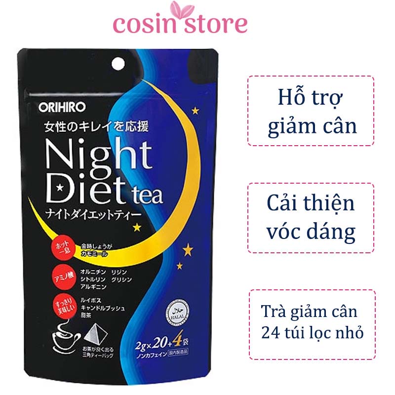 Trà Giảm Cân Night Diet Tea Orihiro 24 Túi Lọc Nhỏ trà đêm Cosin Store