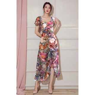 Đầm maxi nhún bèo