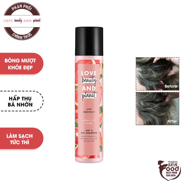 Dầu Gội Khô Dạng Xịt Giúp Tóc Bồng Bềnh Love Beauty And Planet Volume And Bounty Day 2 Dry Shampoo 121g