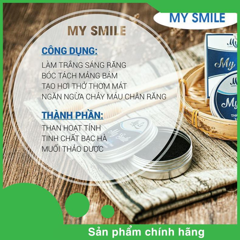 Trắng răng than hoạt tính My Smile(TẶNG BÀN CHẢI, SP CHÍNH HÃNG),bột đánh răng làm trắng răng từ than hoạt tính