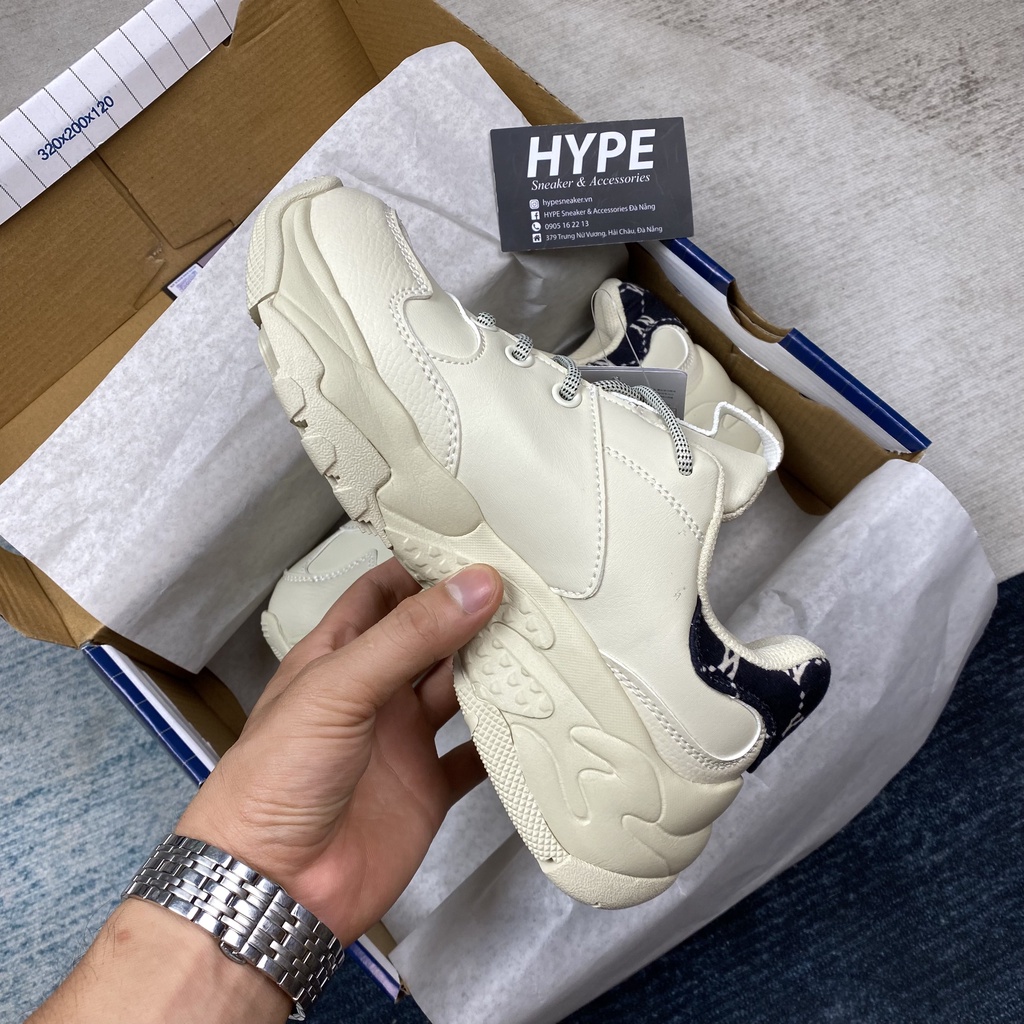 Giày sneaker MLB Chunky Mono Heel New York Yankees (Trắng chữ đen) - Hype Sneaker | Bản 1:1