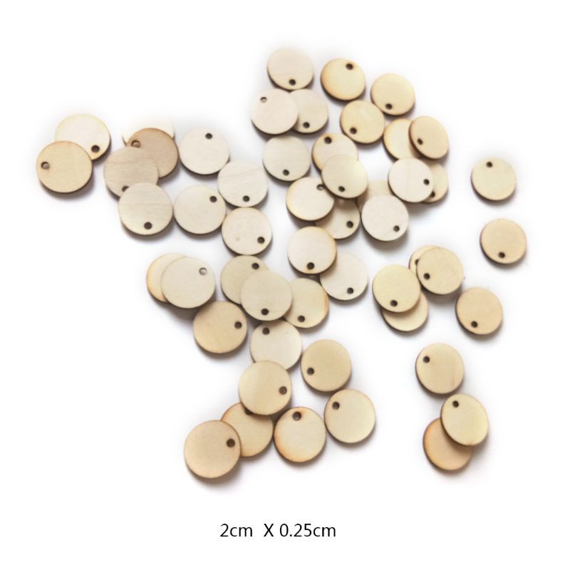 Set 50 Miếng Gỗ Tròn Tự Trang Trí 20mm