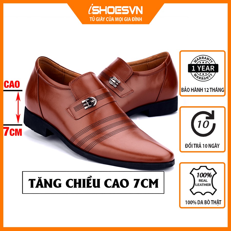 Giày nam công sở da bò tăng chiều cao ISHOESVN IS219