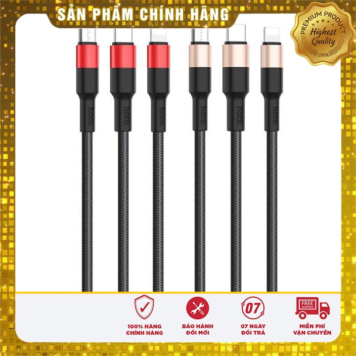 [ Giá siêu rẻ,chính hãng ] Cáp sạc Hoco X26 , CX3 3 đầu đa năng Lightning - Micro - Type C dài 1m dây dù siêu bền