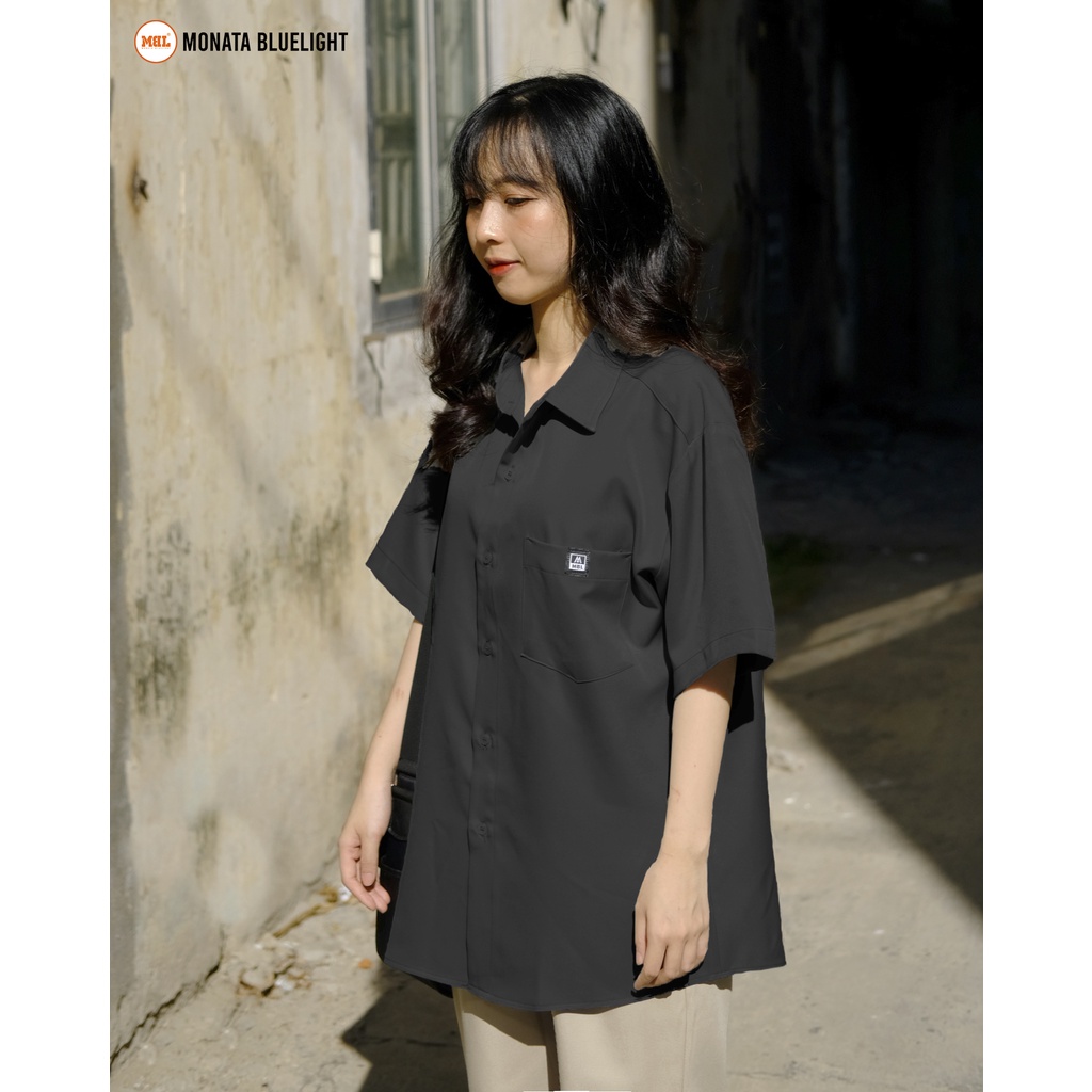 Sơ mi form rộng unisex MBL - Mini Logo ( Form rộng, cổ Basic)