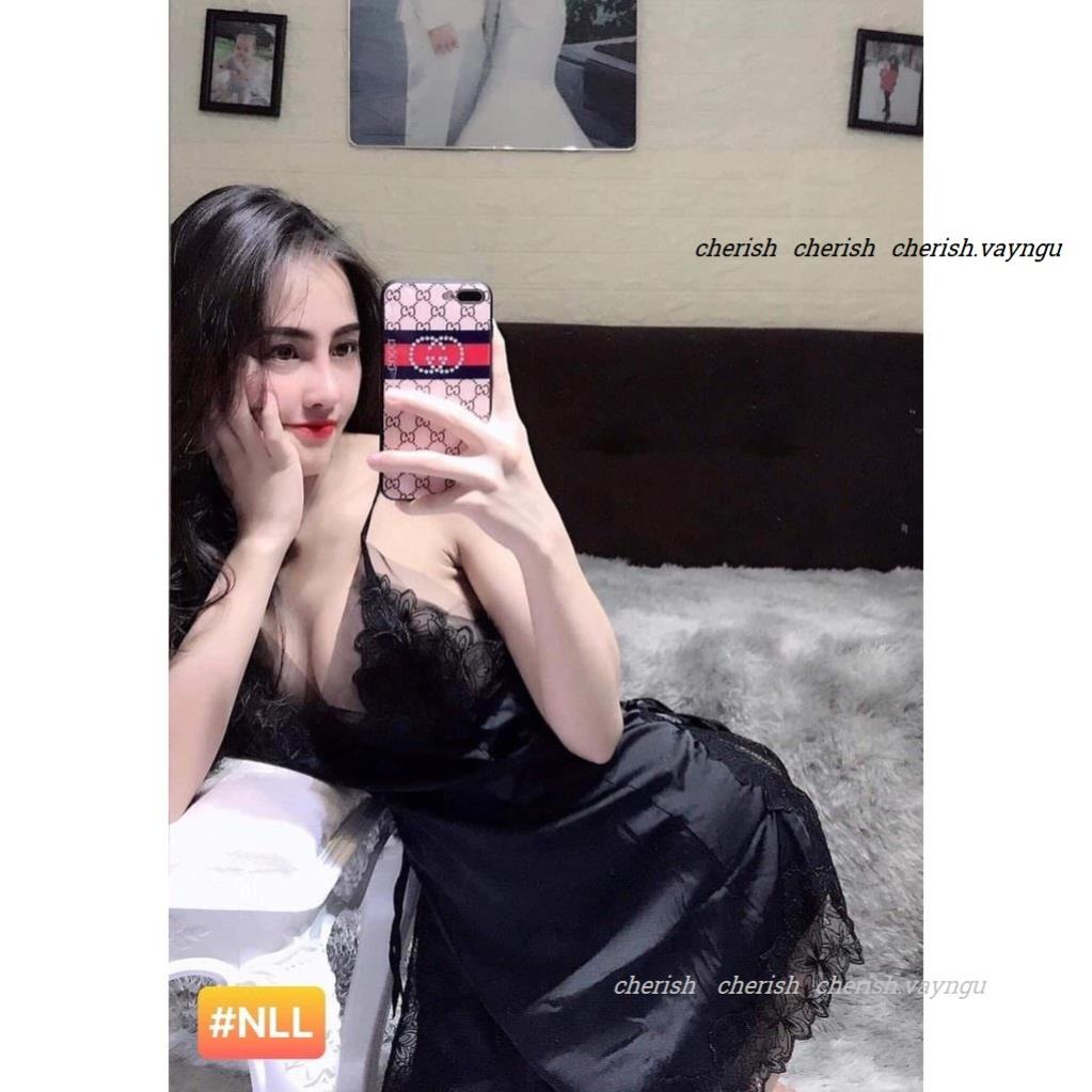 Váy ngủ hai dây lụa satin sexy cao cấp Đầm mặc nhà gợi cảm quyến rũ Mã 08