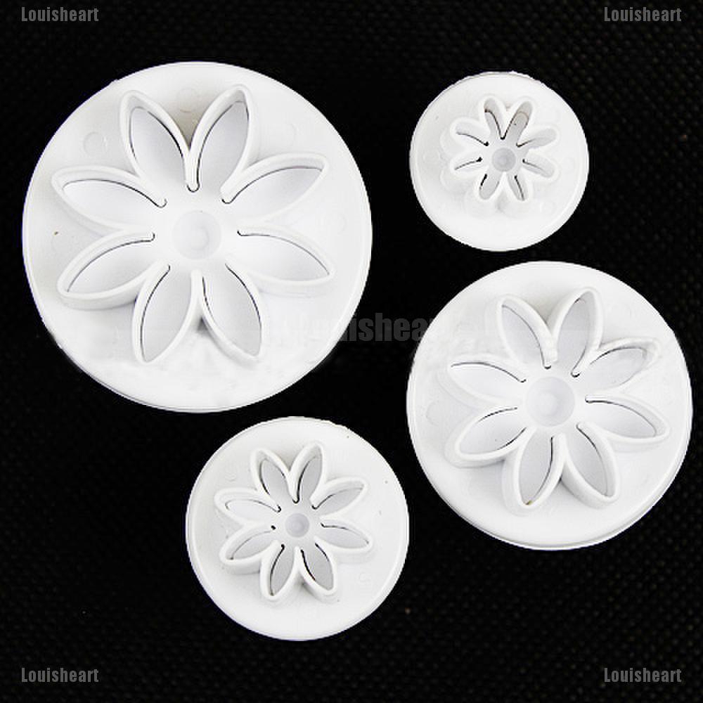 Set 4 khuôn làm kẹo mềm trang trí bánh tạo hình bông cúc tiện lợi