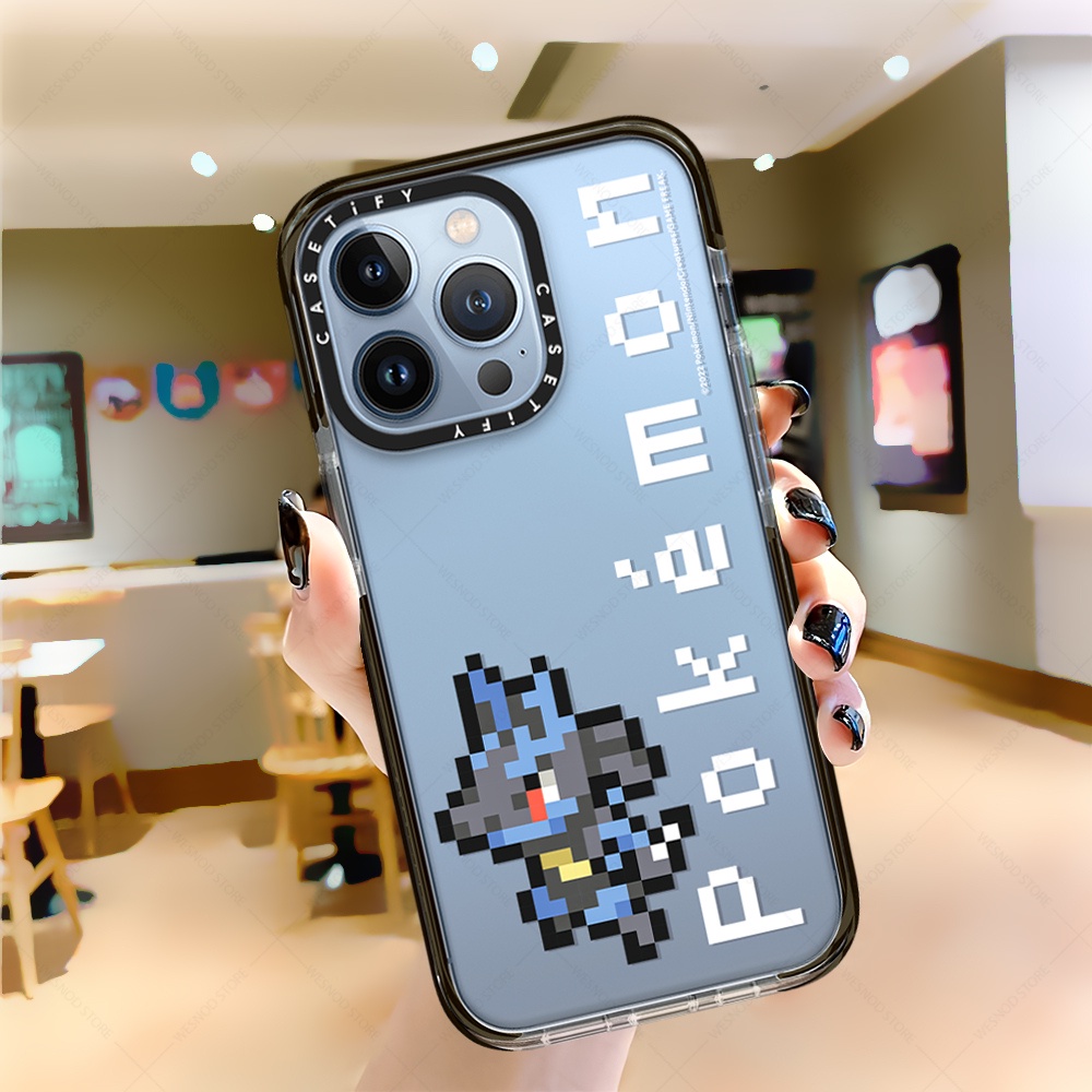 Transparent Fashion Brand Casetify Unity Pixel Pokemon Cartoon Cute Giant Lucario Case For  11 Xr 13 Mini X Xs Max 12 Pro 7 8 Plus Soft Shockproof Clear Tpu Protective Cases
