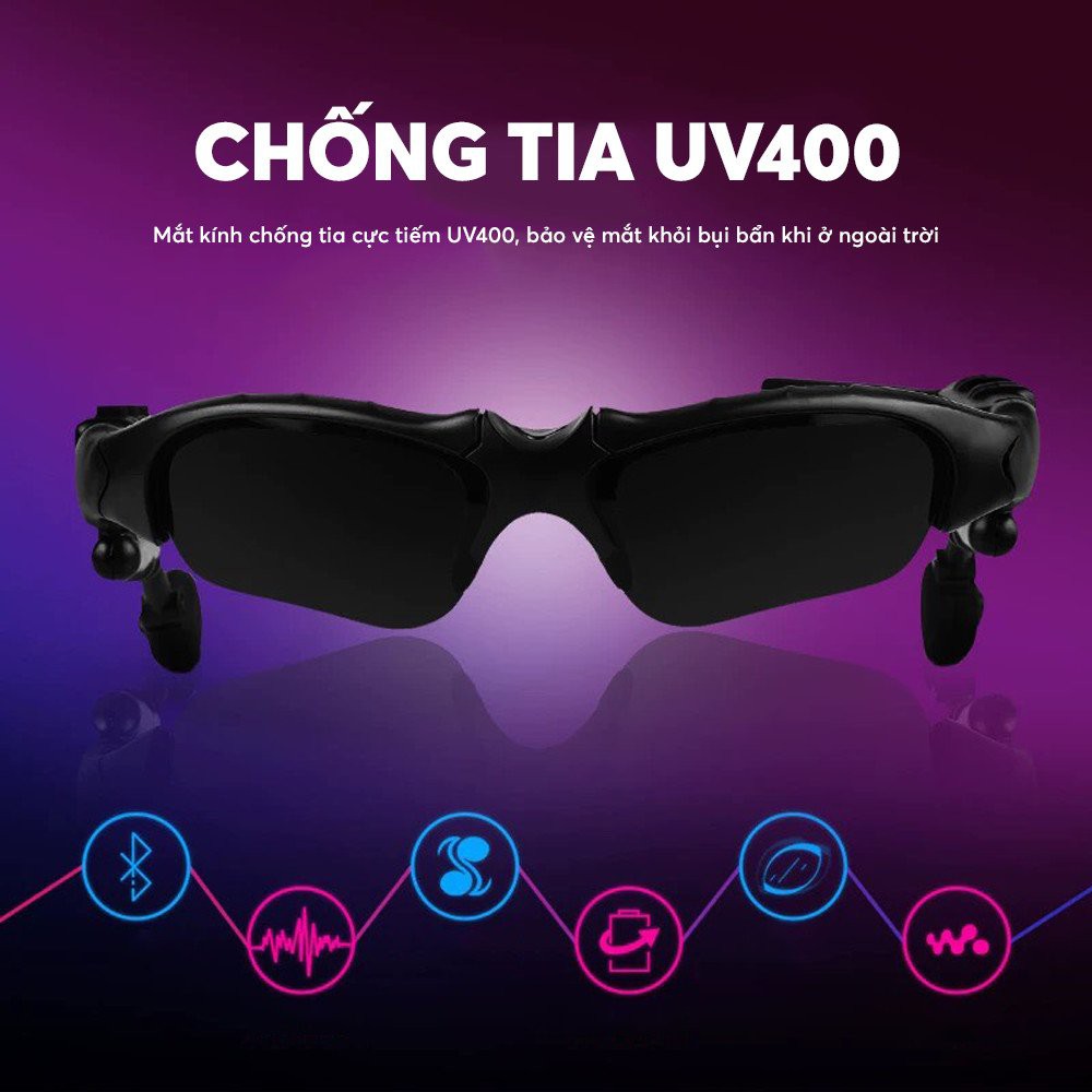 Mắt kính Bluetooth Sport GrownTech V4.1 kết nối điện thoại tiện lợi chống tia UV