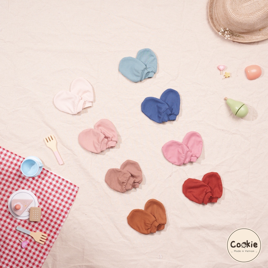 Cookie - Phụ kiện sơ sinh mũ, yếm, bao tay chân chất cotton tăm mềm mại cho bé