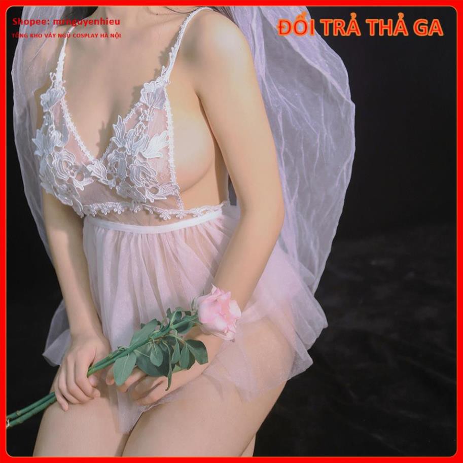 Váy ngủ cosplay sexy hóa trang cô dâu cao cấp, đầm ngủ 2 dây sexy gợi cảm mã CD004 - Hà Nội