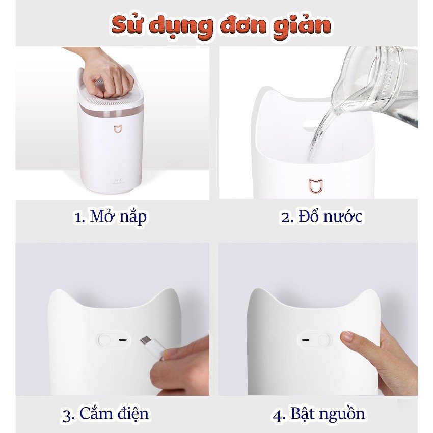 [GIÁ RẺ] Máy Phun Sương Tạo Độ Ẩm K7 dung tích 3300ml 2 vòi phun- 5000ml cảm ứng