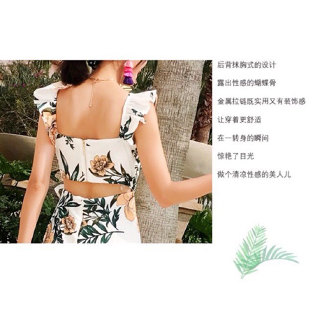 ☊❁2021  (Order) Đầm maxi 2 dây cánh tiên hở lưng, xẻ đùi trước hoạ tiết hoa sang chảnh - siêu phẩm hot hit hè 2019