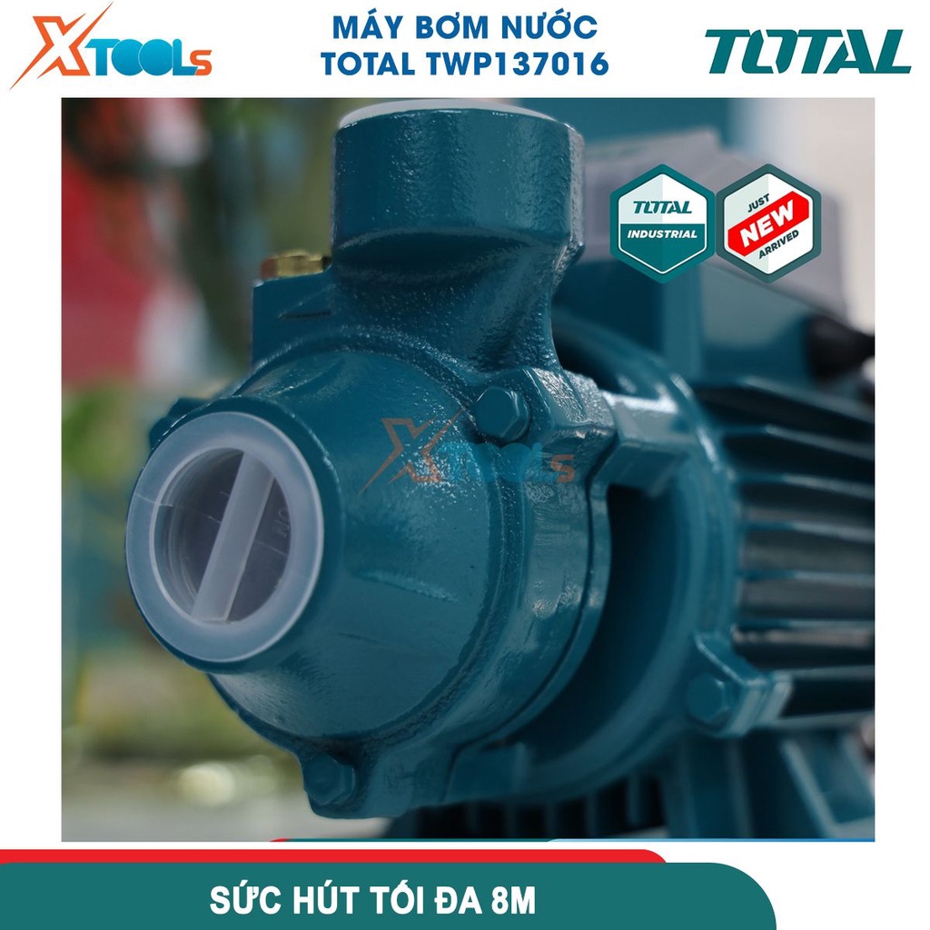 Máy bơm nước TOTAL TWP137016 370W(0.5HP), cánh quạt đồng thau, motor dây nhôm, hút sâu 8m - [CHÍNH HÃNG][XTOOLS]