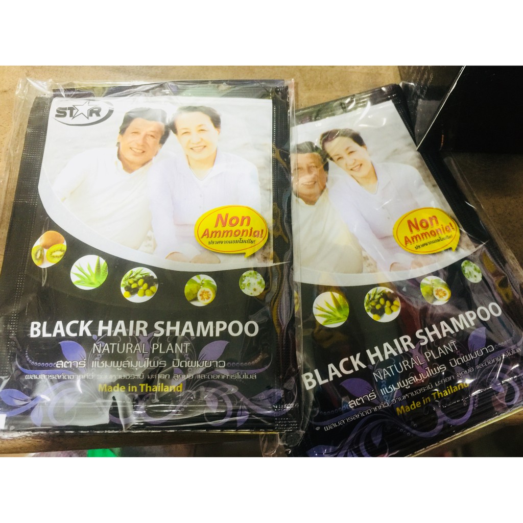 Dầu Gội Nhuộm Dược Thảo Thái Lan STAR - Màu Đen - Black Hair Shampoo - 1 Gói