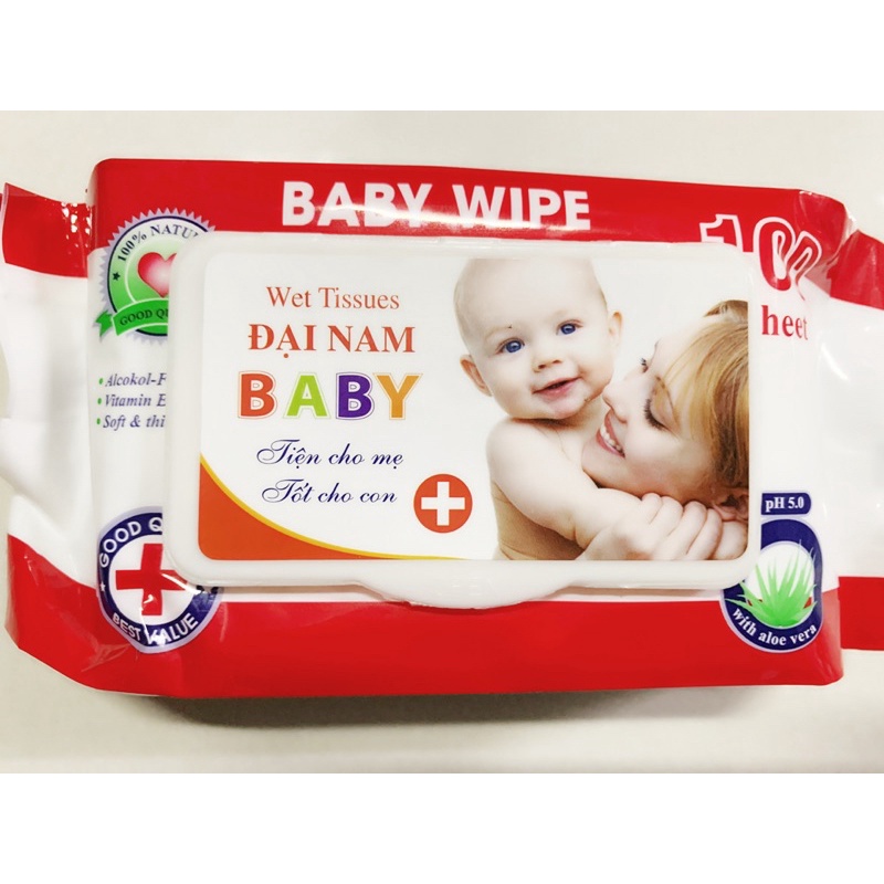 Khăn Giấy Ướt BABY WIPE ( Đại Nam ) Hộp 100 Tờ Sản Phẩm Chính Hãng Tiện Cho Mẹ Tốt Cho Bé